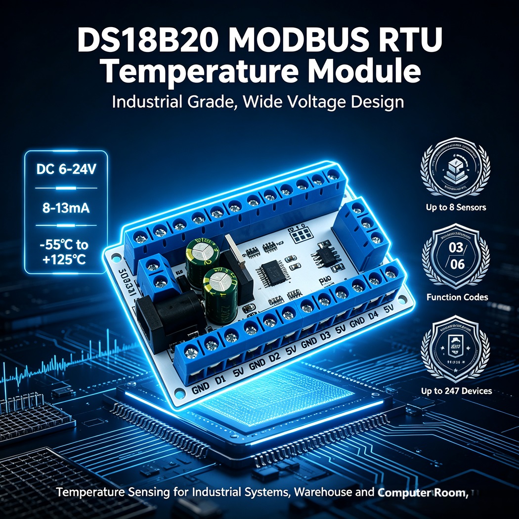 Ds18B20 - 8 Channel DS18B20 Temperature Acquisition Module