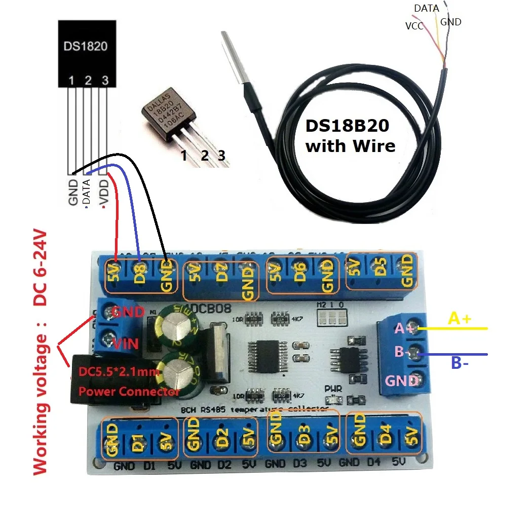 8 Channel DS18B20 Temperature  - Ds18B20 ulasan dan harga