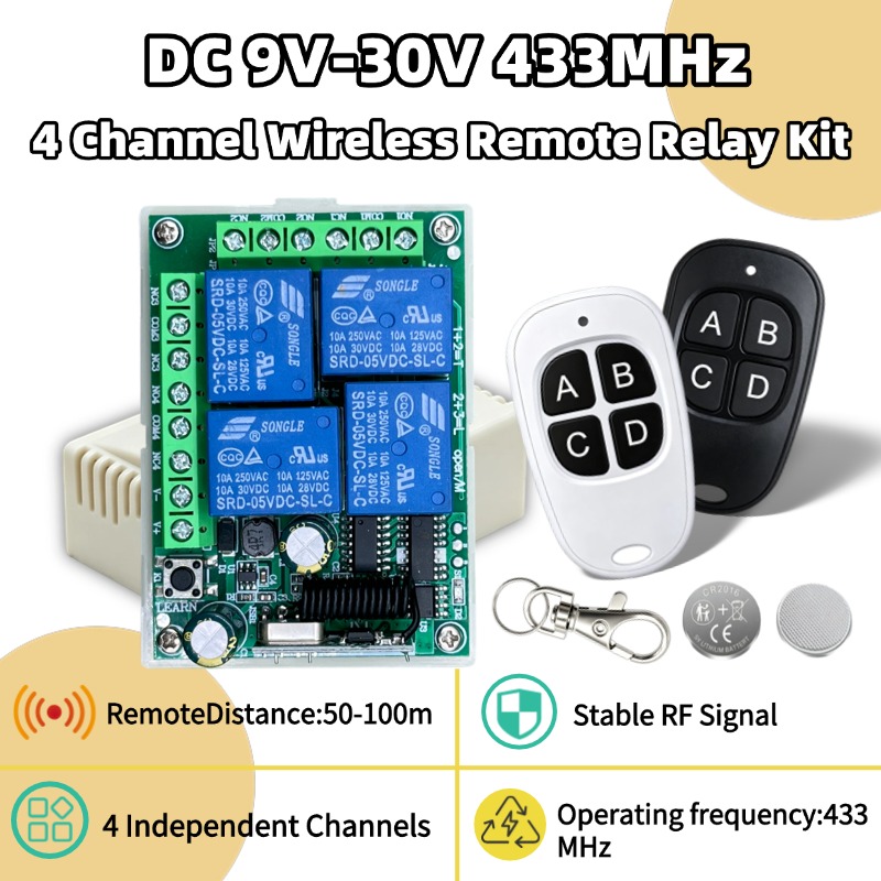 433MHz Universal Wireless Remo - Relay Module 4 Channel ulasan dan harga